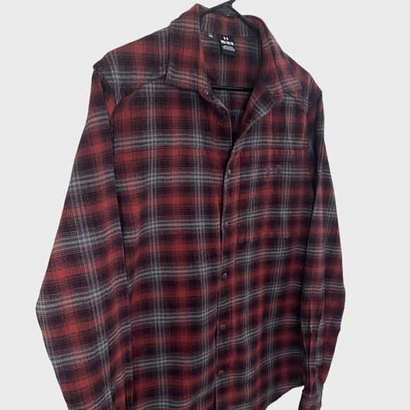 Under Armour Tradesman Flex Flannel Shirt Men's Medium Red Plaid Snap Button-Up - Picture 4 of 13